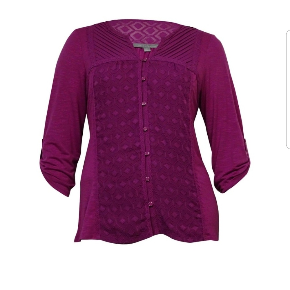 NY Collection Lace-Trim Knit Top
